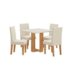 Conjunto Sala De Jantar Chiara Quadrada Com 4 Cadeiras Vênus Mel/Blonde/Bege