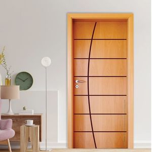 Folha De Porta Em Madeira Sarrafeada Semi Oca Hdf Frisada 185 210X102Cm Mapaf Marrom