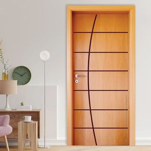 Folha De Porta Em Madeira Sarrafeada Semi Oca Hdf Frisada 185 210X100Cm Mapaf Marrom