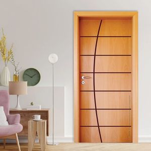 Folha De Porta Em Madeira Sarrafeada Semi Oca Hdf Frisada 185 210X70Cm Mapaf Marrom