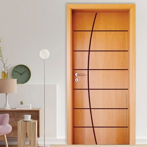 Folha De Porta Em Madeira Sarrafeada Semi Oca Hdf Frisada 185 210X62Cm Mapaf Marrom
