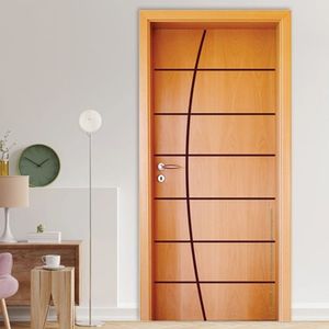 Folha De Porta Sarrafeada Semi Oca Hdf Frisada 185 210X60Cm Mapaf Marrom Claro