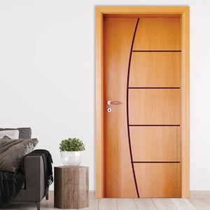 Folha De Porta Em Madeira Semi Oca Hdf Frisada 186 210X102Cm Mapaf Marrom