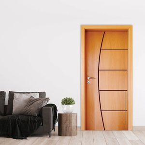 Folha De Porta 210X92Cm Semi Solida Modelo 186 Mapaf Marrom-Claro