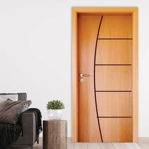 Folha De Porta Em Madeira Semi Oca Hdf Frisada 186 210X100Cm Mapaf Marrom