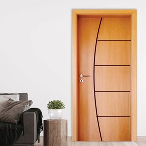 Folha De Porta Em Madeira Semi Oca Hdf Frisada186 210X62Cm Mapaf Marrom