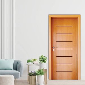 Folha De Porta Em Madeira Semi Oca Hdf Frisada 181 210X102Cm Mapaf Marrom Claro