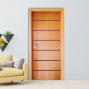Folha De Porta Em Madeira Sarrafeada Semi Oca Hdf Frisada 180 210X110Cm Mapaf Marrom
