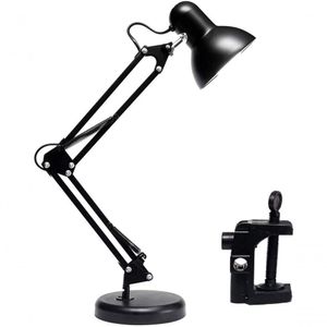Luminária Abajur De Mesa Articulável Retrô Vintage Estudo Leitura Preta Base E Garra G Esp Preto