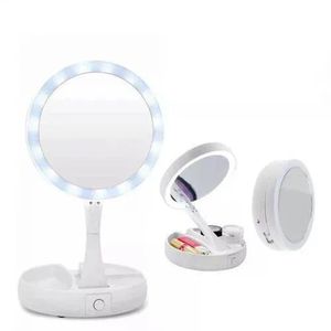 Espelho Mesa Dupla Face Luz Led Com Aumento 10X Maquiagem Redondo C/ Plug Usb