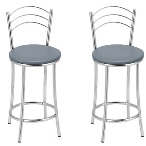 Kit 2 Banquetas Cromadas Bc26-c A144 Cromado/cinza