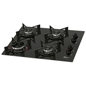 Cooktop Fischer 26342 Fit Line A Gás 4 Bocas Mesa De Vidro Preto Bivolt Preto Bivolt