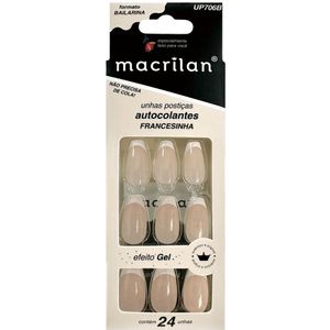 Macrilan Unhas Postiças Autocolantes Efeito Gel Francesinha Up706B (24 Unidades)