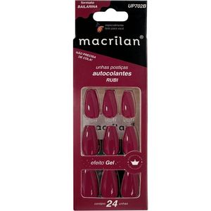 Macrilan Unhas Postiças Autocolantes Efeito Gel Rubi Up702B (24 Unidades)