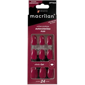 Macrilan Unhas Postiças Autocolantes Efeito Gel Rubi Up702A (24 Unidades)