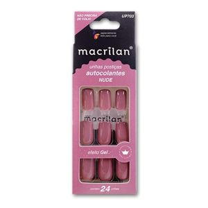 Macrilan Unhas Postiças Autocolantes Efeito Gel Nude Up703 (24 Unidades)