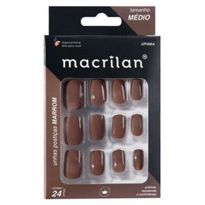 Macrilan Unhas Postiças Tamanho Médio Marron Up306A (24 Unidades)