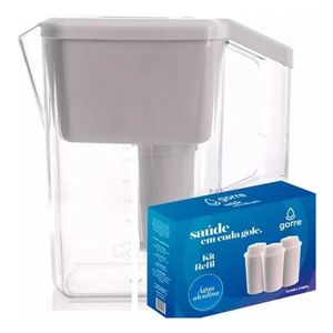 Jarra Magnética Água Alcalina Branca + Kit C/ 3 Filtros - Gorre
