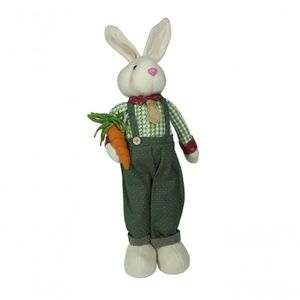 Coelho Em Pé Tecido Verde Com Cenoura 45Cm