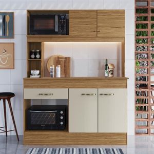Armário De Cozinha Compacta Com Tampo 7072+ch854 Decibal Naturalle Cristalo