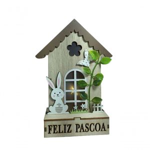 Casinha Decorativa De Madeira Com Led - Md638