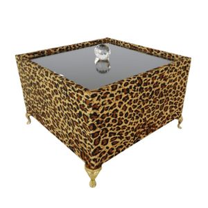 Caixa Decorativa Mdf Tigresa Com Tampo Vidro Incolor Al 10.5cm X L 16cm X C16cm