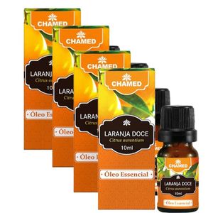 Óleo Essencial De Laranja Doce 4 Frascos 10ml Puro Chamed