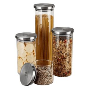 Kit Potes De Vidro Porta Mantimentos Herméticos 4 Unidades