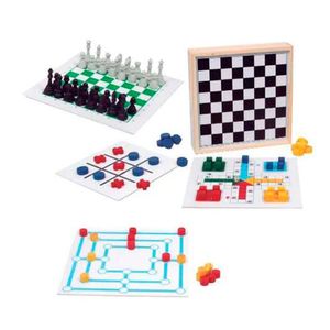 Conjunto Jogos 5x1 Dama Trilha Jogo da Velha Xadrez Ludo