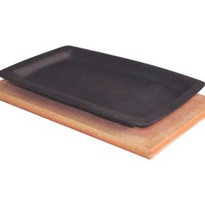 Jogo 5 Tepan 18x28cm Ferro Fundido e 5 Aparador Madeira