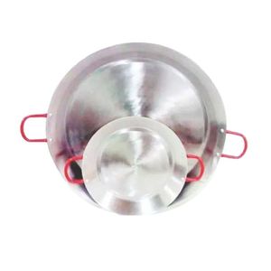 Paellera Tacho Aço Inox 2Mm 9 Litros 50,5Cm Alça Vermelha