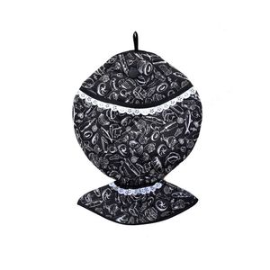 Puxa Saco Peixe 45cm X 32cm Tecido Misto Preto Branco