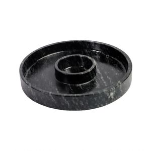 Prato Com Molheira Servir Porção Carnes Pedra Sabão G 28Cm