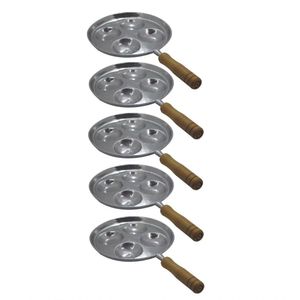 Kit 5 Frigideiras Multi-Ovo Frita 4 Ovos Em Alumínio Batido