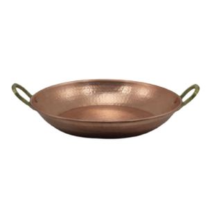 Paella Paeja Em Cobre Puro N03 Com Alças Liga De Bronze 36Cm