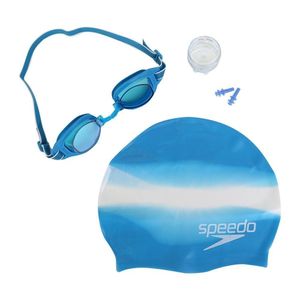 Kit De Natação Com óculos, Touca E Proteção De Ouvido Azul