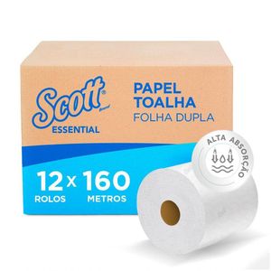 Papel Toalha Rolo Scott Essential 160m Caixa com 12 Rolos