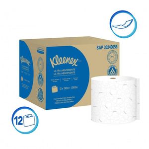 Papel Toalha Rolo Kleenex 130m - Caixa Com 12 Rolos