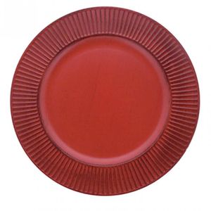 Kit Com 8 Sousplat Listras Vermelho 33 Cm - Mimo Style