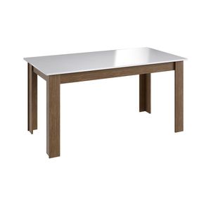 Mesa Fixa Sala de Jantar com 4 Lugares Ameixa Negra Branco