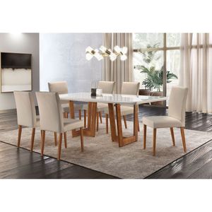 Mesa Patros 200 Cm Madeira E Vidro Mobillare