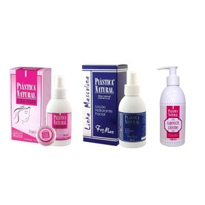 Plastica Natural Rejuvenescedor Facial 1 Fem + 1 Masc E 1 Sab. C/ Colágeno 180ml
