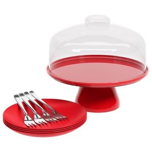 Conjunto Para Bolo Coza Celebration Em Polipropileno 9 Peças Vermelho