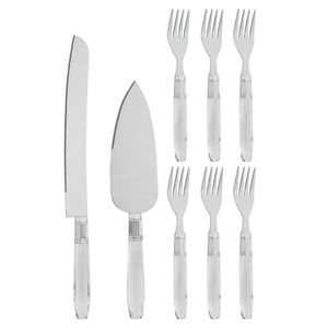Conjunto Para Bolo Hauskraft Glow Cjbo-003 Em Aço Inox E Plástico 8 Peças Transparente
