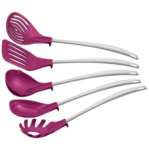 Jogo De Utensílios Tramontina Movin Inox E Nylon 5 Peças Lilás
