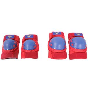 Kit de Proteção P Mulher Maravilha Bel 4 Peças Azul e Vermelho