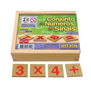 Conjunto De Números E Sinais - 40 Peças Em Mdf