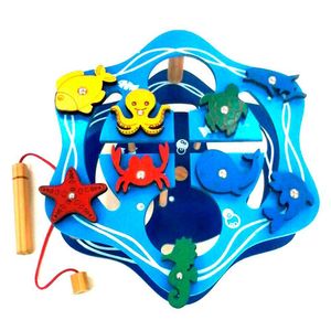 Jogo Da Pescaria Em Madeira - Azul - Bem Infantil