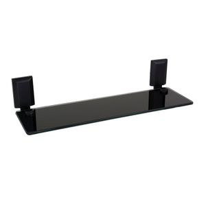 Porta Shampoo Alumino Preto Fosco E Vidro Prateleira