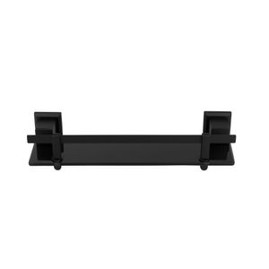 Porta Shampoo Inox Preto Fosco Prateleira De Vidro Para Banh